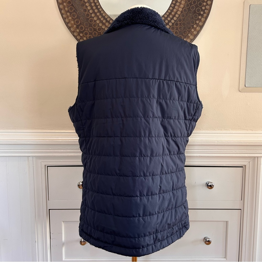 North Face Women’s Mossbud Insulated Fleece Reversible Vest Navy Blue XL - Picture 4 of 7